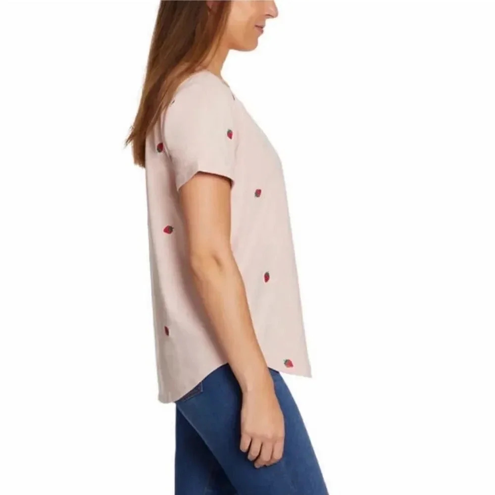 VINTAGE AMERICA ladies shirt with Embroidered Strawberries size large NWT